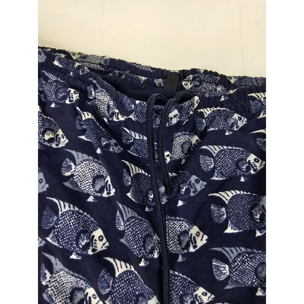 Nautica Men's Navy Blue White Fish Print Board Shorts Swim Trunks Sz‎ L Fishing
